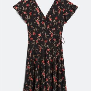 Kaileigh Pink Wrap Midi Dress with Flutter Sleeves